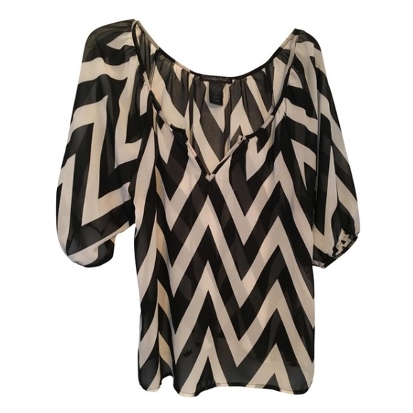 Flirty Sheer Chevron Blouse - Picture 1 of 3
